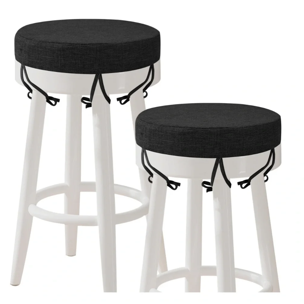 Round Bar Stool Cushions with Ties Non-Slip Washable Cover 12x12” (2-pack)
